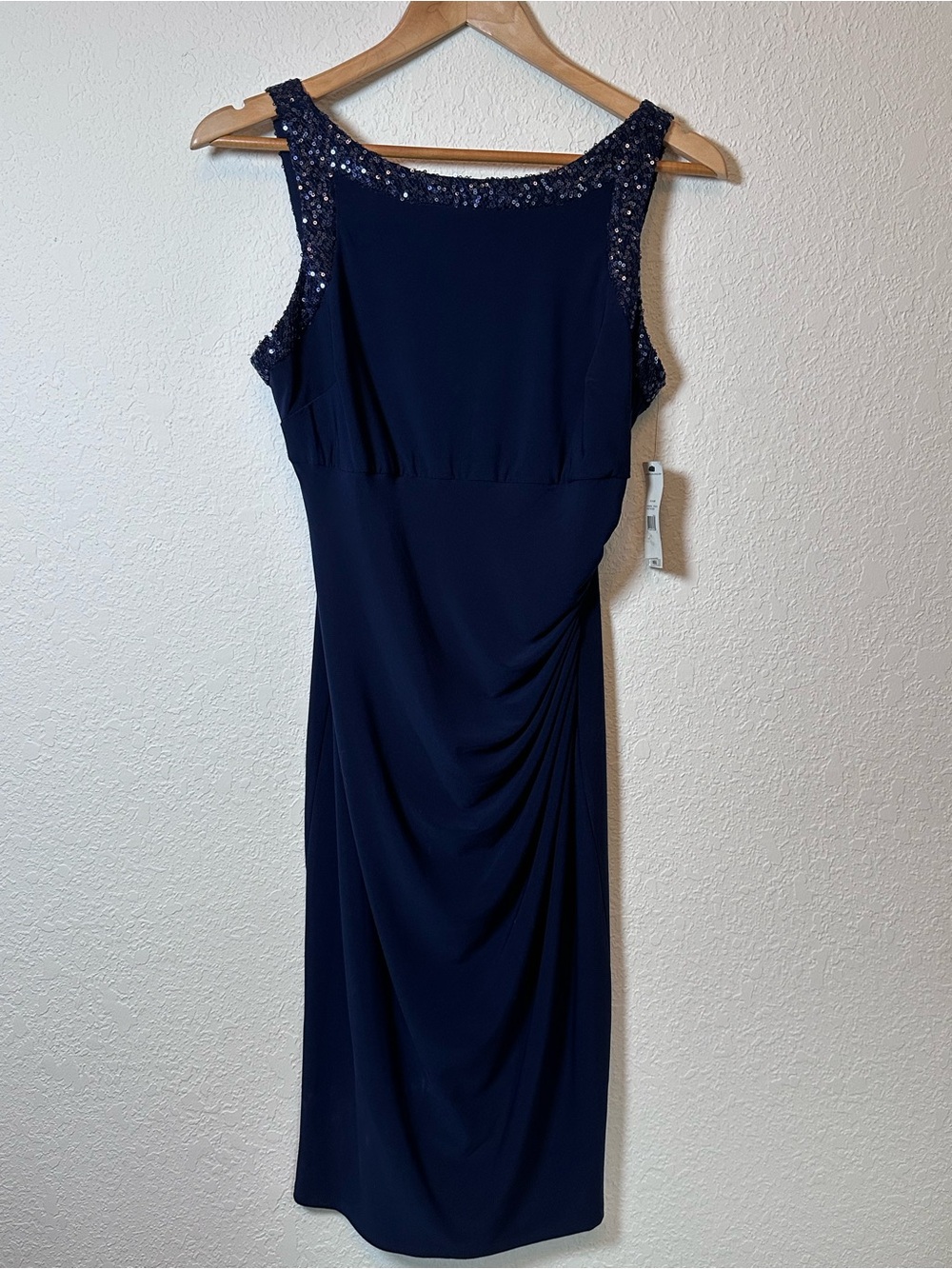 American Living Navy Sequin-Trim Midi Dress